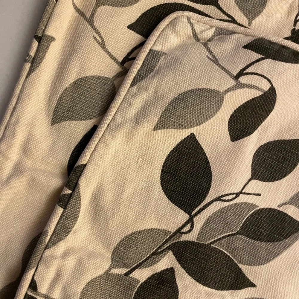 Crate&Barrel cotton/linen leaf print pillow covers